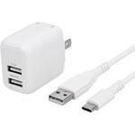 最大12W USB Type-A 2ポート AC充電器 + 超タフUSB Type-A to USB Type-Cケーブル セット OWLTECH(オウルテック)