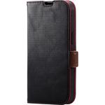 PM-A22APLFYBK iPhone14/13 ケース カバー レザー 手帳型 マグネット スリム スタンド機能付 ステッチ ブラック エレコム