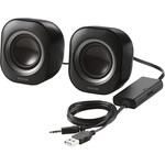 MS-P08U2BK PC スピーカー 有線 音声Φ3.5mm 電源USB-A 小型 ステレオ 最大出力4W(2W+2W) ボリュームコントローラー付 エレコム