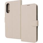RT-FRS24AELC9/BE らくらくスマートフォン a / Lite Like standard 耐衝撃 ルーペ付き マグネットベルト シンプル 手帳型レザーケース / シャイニーベージュ レイ・アウト