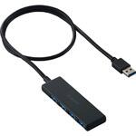 U3H-H043BK/E USB ハブ USB3.2 Gen1 USB-A ×4 バスパワー コンパクト 薄型 ケーブル長60cm エレコム