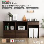 日本製 特殊鋼板を使った組み合わせキッチンカウンター 180cm オープン収納+オープン収納+ゴミ箱上カウンター ホームテイスト