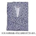 2111-0300 おせわさん ガーゼねまき 紳士用/コン幾何柄/L ウェルファン