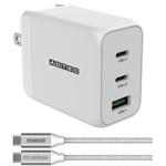 APD-V065AC2-WC-WH Power Delivery対応 GaN AC充電器/65W/USB Type-A 1ポート Type-C 2ポート/ホワイト & Type-C to Cケーブルセット アドテック