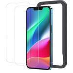 TR-FLM003-14 iPhone用強化ガラスフィルム 光沢仕様 2枚入り 簡単取り付け用ガイド枠付き (iPhone 14 対応) トライメイト