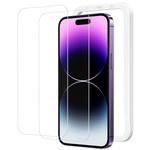 TR-FLM004-14P iPhone用強化ガラスフィルム 光沢仕様 2枚入り 簡単取り付け用ガイド枠付き (iPhone 14 Pro 対応) トライメイト