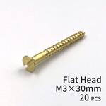 30025001003 GALLUP(ギャラップ) Brass Products ブラススクリュー フラットヘッド M3×30mm(皿頭)20本パック Brass Products(ブラス・プロダクツ)