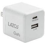 L-AC-G30 窒化ガリウムAC充電器 2口 C PD +Aポート L-AC-Gシリーズ Lazos