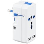 海外用マルチ変換プラグUSB付3.4A 白 ヤザワコーポレーション