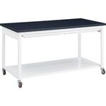 L77GEG MBU2 スチール実験台・作業台 片面 キャスタータイプ 棚付 引出し付 1800×600×850mm オカムラ(岡村製作所)