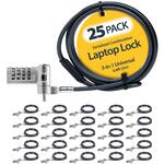 UNIVCS25-LAPTOP-LOCK セキュリティーワイヤーロック/2m/4桁ダイヤル錠/25個セット/標準、Noble Wedge、Nano Saverスロット対応/盗難対策 PC パソコンロック ケーブル コンビネーション錠 StarTech.com