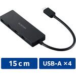 Type-C ハブ USB3.2 Gen1 USB-A ×4 バスパワー 薄型 ケーブル長15cm エレコム