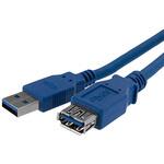 USB3SEXT1M USB 3.0 延長ケーブル/1m/ブルー/SuperSpeed 5Gbps/Type-A to Type-A/オス-メス/データ転送・同期用 StarTech.com