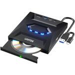 5-in-1 External Optical Drive with USB Hub、Black UNITEK