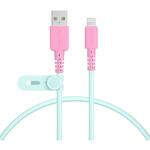 バイカラーケーブル 急速充電 データ転送対応 USB-A to Lightning 1m ミントフラミンゴ MOTTERU