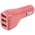 DC充電器 USB3ポート充電器 最大出力4.8A ピンク LEPLUS