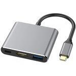 USBマルチ変換アダプタ 3in1 USB Type-C (HDMI 4K(30Hz)、USB A3.0、USB Type-C PD100W) ZATTA