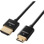 CAC-HD14SSM15BK miniHDMIケーブル HDMI-ミニHDMI ハイスピード スリム イーサネット対応 1.5m ブラック エレコム