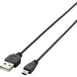 USBケーブル USB2.0 ミニB-A 極細 RoHS ブラック エレコム