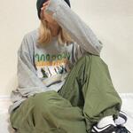 【DEVICE×えんな】ルーズグラフィック マウンテンプリント 裏毛 スウェット トレーナー トップハウス