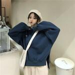 サイドスリットデザイン ミニロゴプリント スウェット トレーナー トップハウス