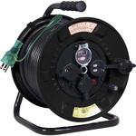 黒のコードリール30m屋外用アース漏電過負荷保護兼用ブレーカー付 サンピース