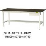 実験用軽量作業台/固定式_指紋レスメラミン天板_引き出し付き_半面棚付き_ワークテーブルLABシリーズ_実験用ラボテーブル 山金工業