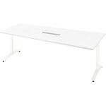 会議テーブル ロンナ T字脚アジャスタータイプ 配線口あり 長台形(組立サービス付き) プラス[家具]