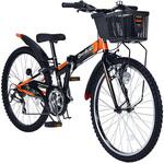 折りたたみ ジュニア MTB シマノ6段変速 LEDライト リング錠 バスケット付き MJ824F CROSSBLAZEシリーズ MYPALLAS