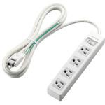 T-T3A-3425WH 電源タップ 2.5m 3P 一括スイッチ付 スイングタップ RoHS エレコム