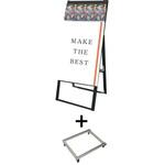 BPCSKD-A1K-KSET ブラックパンフレットケーススタンド看板 Dタイプ A1片面 アームキャスターセット 常磐精工