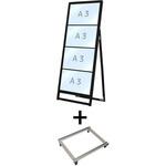 BVACCSK-A3Y4K-KSET ブラックバリウスカードケーススタンド看板 A3横4片面 アームキャスターセット 常磐精工