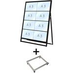 BVACCSK-A3Y8K-KSET ブラックバリウスカードケーススタンド看板 A3横8片面 アームキャスターセット 常磐精工