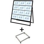 BVACCSK-A4Y12K-KSET ブラックバリウスカードケーススタンド看板 A4横12片面 アームキャスターセット 常磐精工