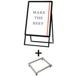 PGSK-B2KB-KSET ポスターグリップスタンド看板 屋内用 B2片面ブラック アームキャスターセット 常磐精工