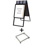 PGSKP-A2RB-KSET ポスターグリップスタンド看板パンフレットケース付(屋内用) A2両面ブラック アームキャスターセット 常磐精工