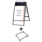 PGSKP-B2RB-G-KSET ポスターグリップスタンド看板パンフレットケース付(屋外用) B2両面ブラック アームキャスターセット 常磐精工