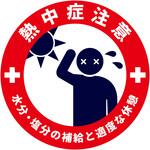 熱中症注意ヘルメットステッカーマル型3枚セット グリーンクロス