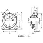 重荷重用印ろう付き角フランジ形ユニット 鋳鉄製カバー付き 両側共ゴムシール付き 旭精工