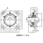 重荷重用印ろう付き角フランジ形ユニット テーパ穴 鋳鉄製カバー付き 片側軸端 旭精工