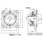 重荷重用角フランジ形ユニット テーパ穴 鋳鉄製カバー付き 片側ゴムシール付き 旭精工