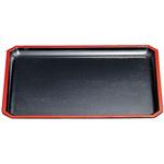 隅切木目盆 黒天朱SL 福井クラフト