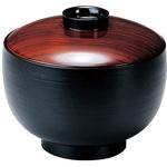 12023960 つぼみ椀(大) 木目/黒刷毛目 木質 福井クラフト