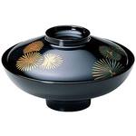 33604830 富士型煮物椀 黒唐松 手塗漆、磨蒔絵 木質 福井クラフト