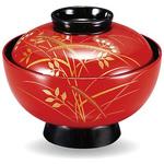31002710 木製 吸物椀 朱漆塗/草花 磨蒔絵 木 福井クラフト