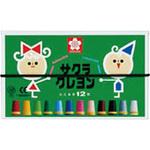LY12R クレヨン太巻12色(ゴム紐付) サクラクレパス