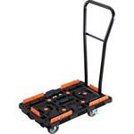 BT700KJ5S2H-E100 連結式樹脂製平台車 ビートル 700X450 自在5輪 内2輪ストッパー付 脱着式ハンドル付 柵付 TRUSCO