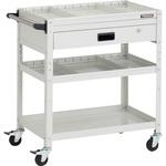 ツールワゴン ラビットワゴン 700X450XH810 3段 1段引出付 仕切板2段付 ハンドル付 ゴム車輪 TRUSCO