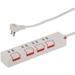 ランプレス個別スイッチ付電源タップ 4個口 オーム電機