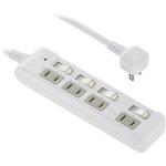 発煙ガード個別押しボタンスイッチ付き電源タップ 雷ガード オーム電機
